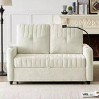 Pull-Out Loveseat Sofa BedConvertible Couch with Adjustable Backrest, Charging Ports, Cup Holders, and Side Pockets
