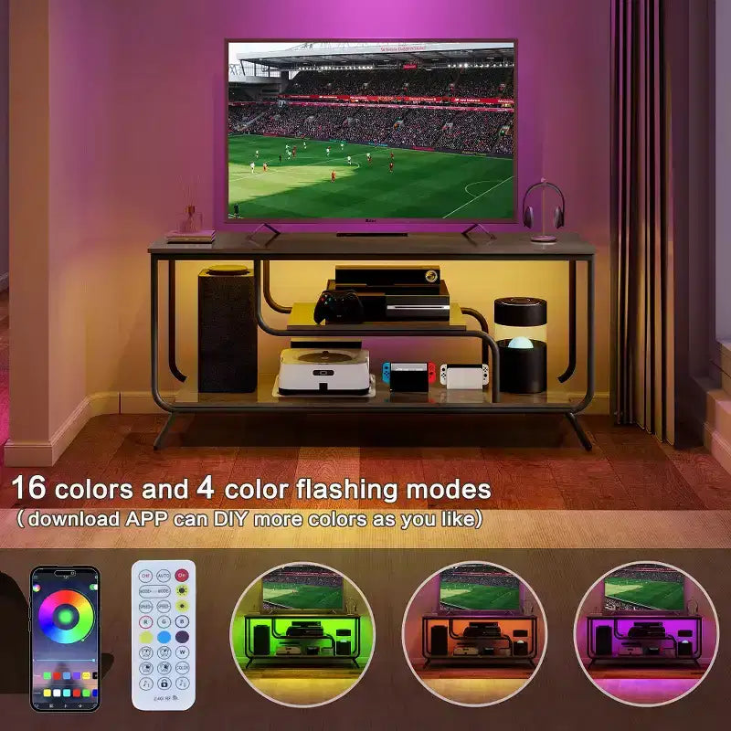 Meuble TV avec prises électriques pour téléviseurs jusqu'à 55 pouces, meuble de divertissement média de 55 pouces avec station de charge