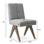 Lot de 2 chaises de salle à manger rembourrées, chaises d'appoint sans accoudoirs en lin de style moderne du milieu du siècle avec pieds en V en bois d'hévéa massif finition noyer - Panipeachy