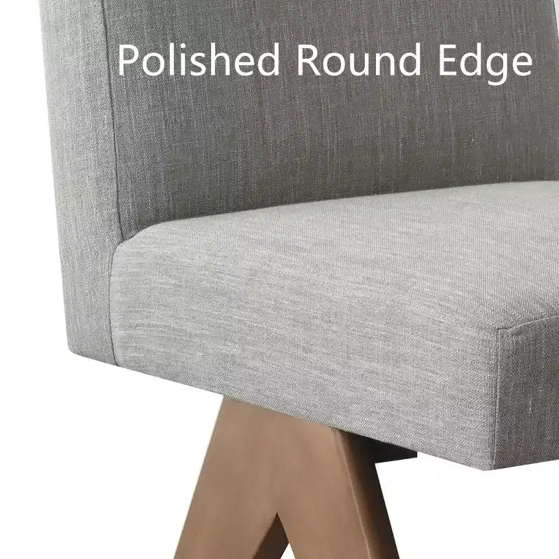 Lot de 2 chaises de salle à manger rembourrées, chaises d'appoint sans accoudoirs en lin de style moderne du milieu du siècle avec pieds en V en bois d'hévéa massif finition noyer - Panipeachy