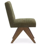 Lot de 2 chaises de salle à manger rembourrées, chaises d'appoint sans accoudoirs en lin de style moderne du milieu du siècle avec pieds en V en bois d'hévéa massif finition noyer - Panipeachy