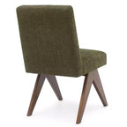 Lot de 2 chaises de salle à manger rembourrées, chaises d'appoint sans accoudoirs en lin de style moderne du milieu du siècle avec pieds en V en bois d'hévéa massif finition noyer - Panipeachy