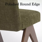 Lot de 2 chaises de salle à manger rembourrées, chaises d'appoint sans accoudoirs en lin de style moderne du milieu du siècle avec pieds en V en bois d'hévéa massif finition noyer - Panipeachy