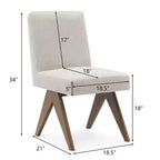 Lot de 2 chaises de salle à manger rembourrées, chaises d'appoint sans accoudoirs en lin de style moderne du milieu du siècle avec pieds en V en bois d'hévéa massif finition noyer - Panipeachy