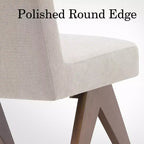 Lot de 2 chaises de salle à manger rembourrées, chaises d'appoint sans accoudoirs en lin de style moderne du milieu du siècle avec pieds en V en bois d'hévéa massif finition noyer - Panipeachy