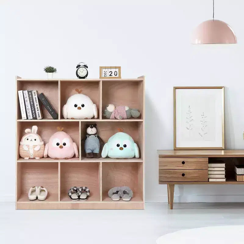 Meuble de rangement pour enfants Acekool rose à 8 casiers avec roulettes verrouillables et coins arrondis pour salle de jeux, chambre d'enfant, salle de classe