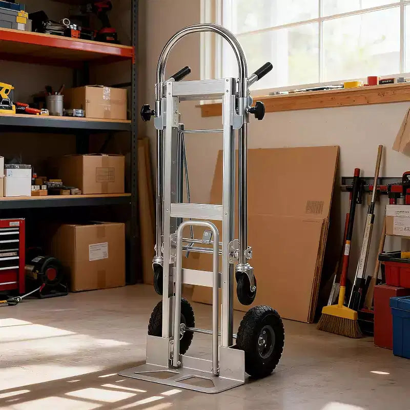 Diable Convertible 317,5 kg, Chariot de Manutention Pliant avec Conception à 4 Roues et Poignée Télescopique Ajustable pour Entrepôt, Maison, Jardin