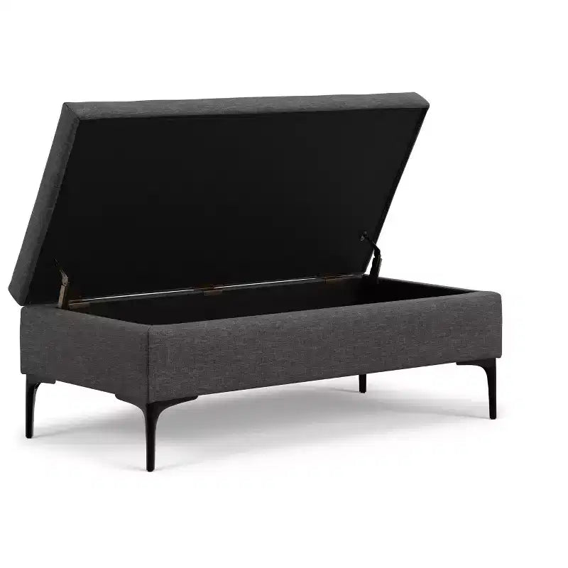 Lilah Canapé-coffre de rangement rectangulaire large de 122 cm de style milieu de siècle avec couvercle relevable