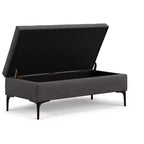 Lilah Canapé-coffre de rangement rectangulaire large de 122 cm de style milieu de siècle avec couvercle relevable