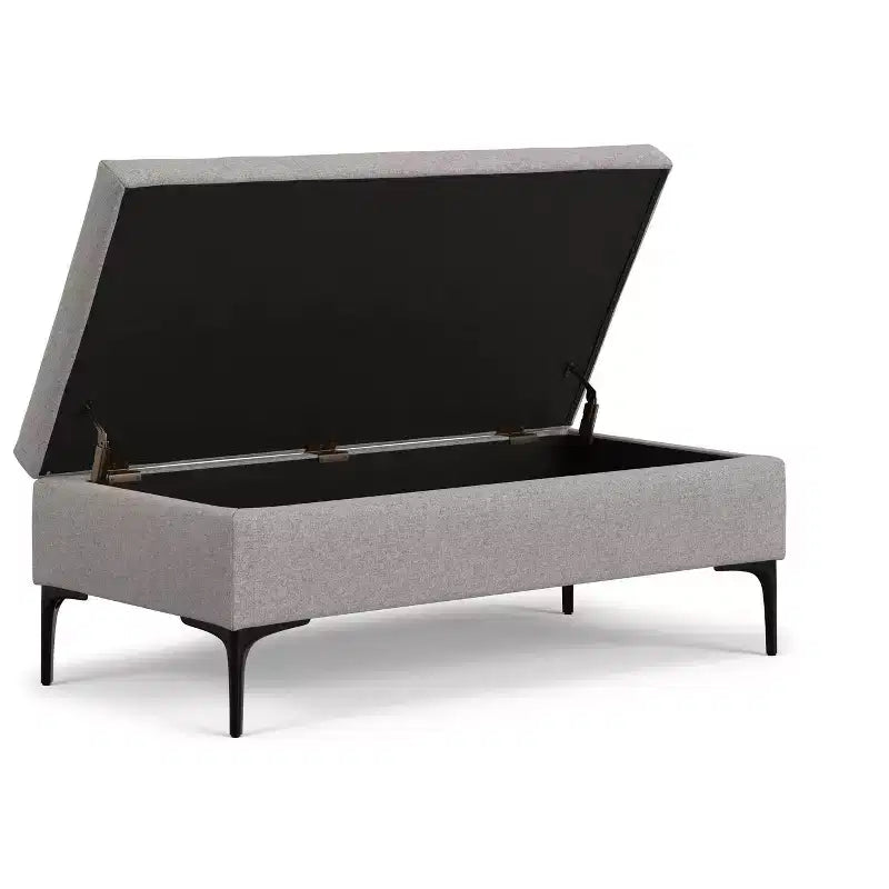 Lilah Canapé-coffre de rangement rectangulaire large de 122 cm de style milieu de siècle avec couvercle relevable
