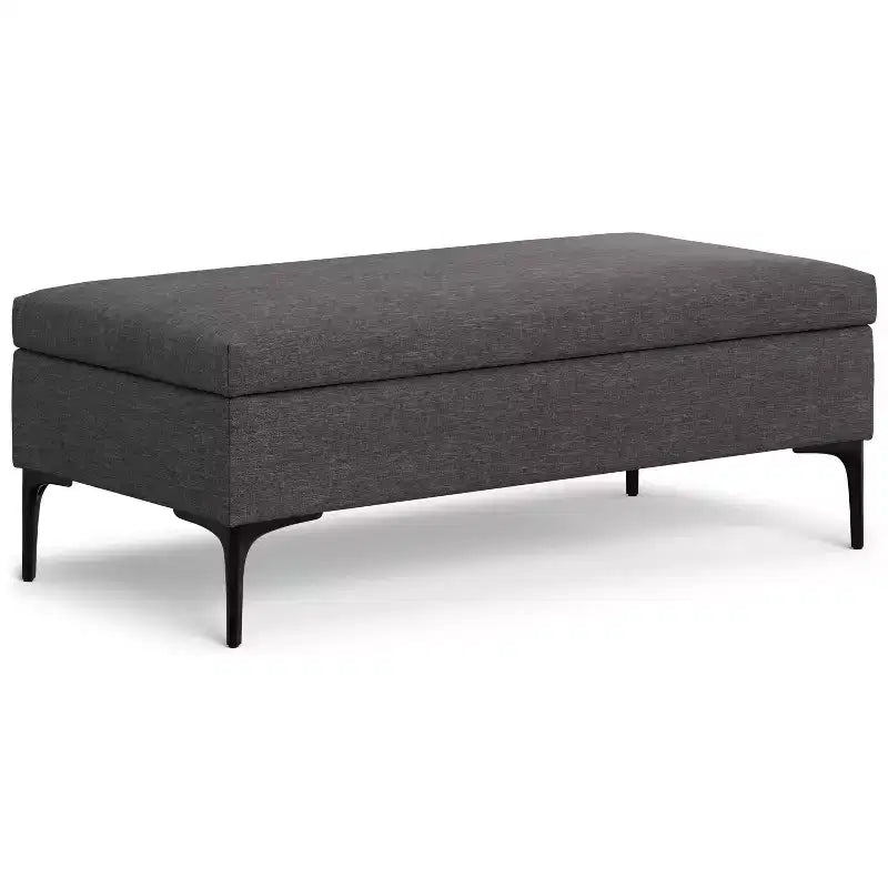 Lilah Canapé-coffre de rangement rectangulaire large de 122 cm de style milieu de siècle avec couvercle relevable