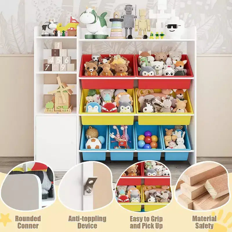 Meuble de rangement Acekool pour enfants en MDF, étagère de rangement avec bacs pour chambre d'enfant ou salle de jeux