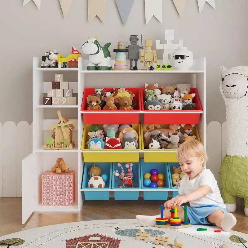 Meuble de rangement Acekool pour enfants en MDF, étagère de rangement avec bacs pour chambre d'enfant ou salle de jeux
