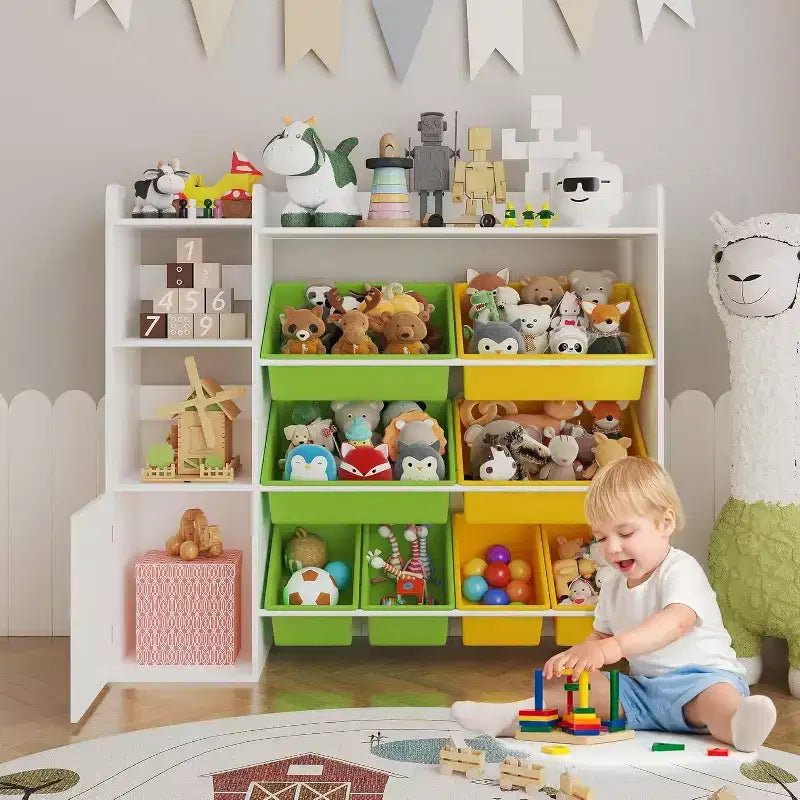 Meuble de rangement Acekool pour enfants en MDF, étagère de rangement avec bacs pour chambre d'enfant ou salle de jeux