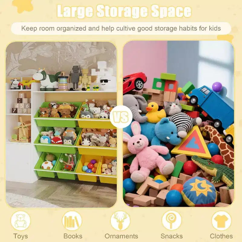 Meuble de rangement Acekool pour enfants en MDF, étagère de rangement avec bacs pour chambre d'enfant ou salle de jeux