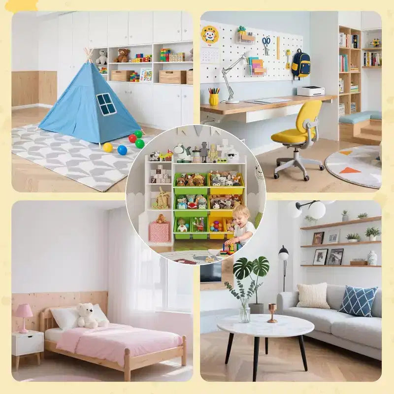 Meuble de rangement Acekool pour enfants en MDF, étagère de rangement avec bacs pour chambre d'enfant ou salle de jeux