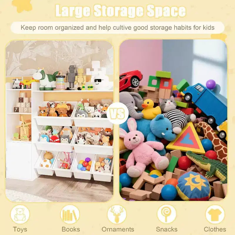 Meuble de rangement Acekool pour enfants en MDF, étagère de rangement avec bacs pour chambre d'enfant ou salle de jeux