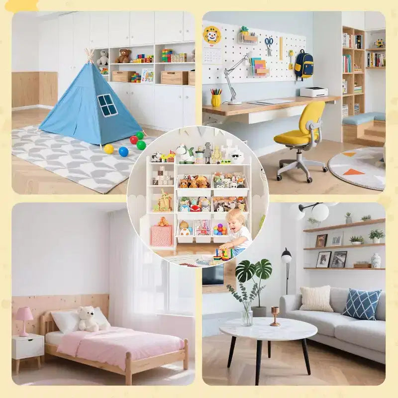 Meuble de rangement Acekool pour enfants en MDF, étagère de rangement avec bacs pour chambre d'enfant ou salle de jeux