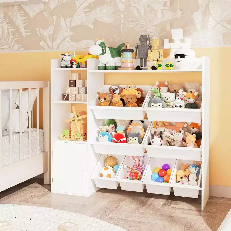 Meuble de rangement Acekool pour enfants en MDF, étagère de rangement avec bacs pour chambre d'enfant ou salle de jeux