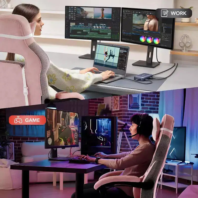 Chaise de jeu ergonomique Acekool pour adultes, cuir PU, massage lombaire, repose-pieds, réglable, pour bureau ou jeu