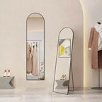 Black Arched Mirror, 59x16 Inch Full Length. Thin Aluminum Frame for Hanging or Leaning in Bedroom or Dressing Room