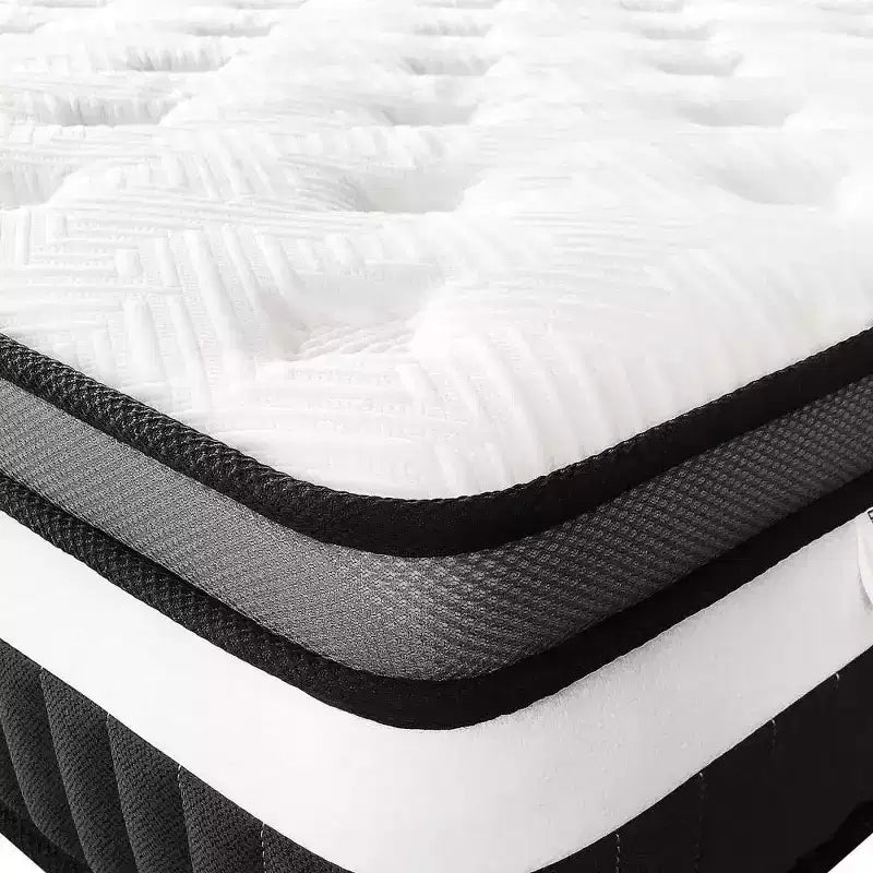 Matelas Queen 14 pouces dans une boîte, mousse à mémoire de forme au gel et ressorts ensachés individuellement, fermeté moyenne, rafraîchissant, certifié CertiPUR-US