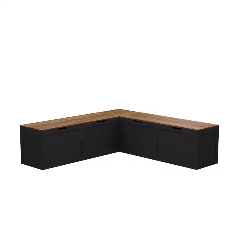 Banc d'entrée d'angle Famapy avec rangement caché, finition chêne blanc, meuble à chaussures