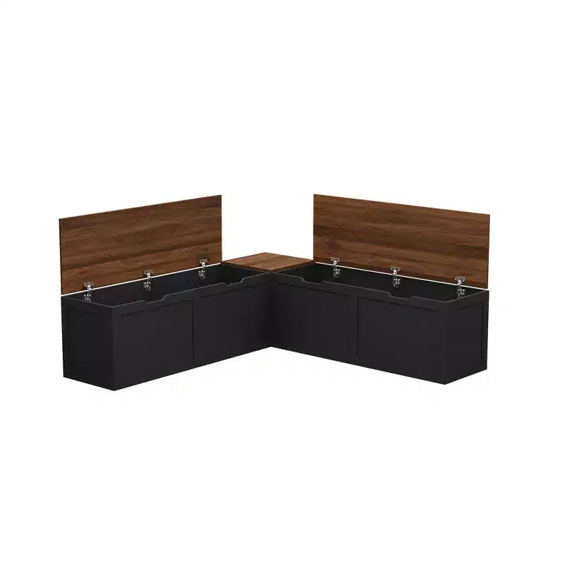 Banc d'entrée d'angle Famapy avec rangement caché, finition chêne blanc, meuble à chaussures