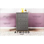 Commode 4 tiroirs Atwood de Child Craft pour chambre d'enfant ou d'adulte, grand espace de rangement, kit anti-basculement inclus pour éviter le basculement, non toxique, finition sécuritaire pour bébé