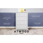 Commode 4 tiroirs Atwood de Child Craft pour chambre d'enfant ou d'adulte, grand espace de rangement, kit anti-basculement inclus pour éviter le basculement, non toxique, finition sécuritaire pour bébé