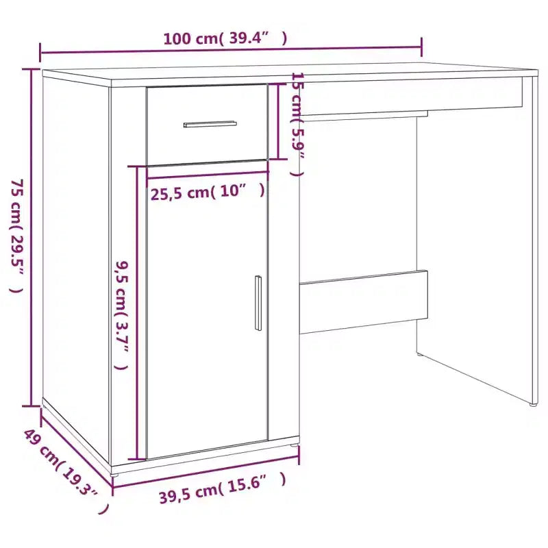 vidaXL Bureau blanc en bois d'ingénierie Bureau standard rectangulaire moderne - Blanc