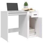 vidaXL Bureau blanc en bois d'ingénierie Bureau standard rectangulaire moderne - Blanc