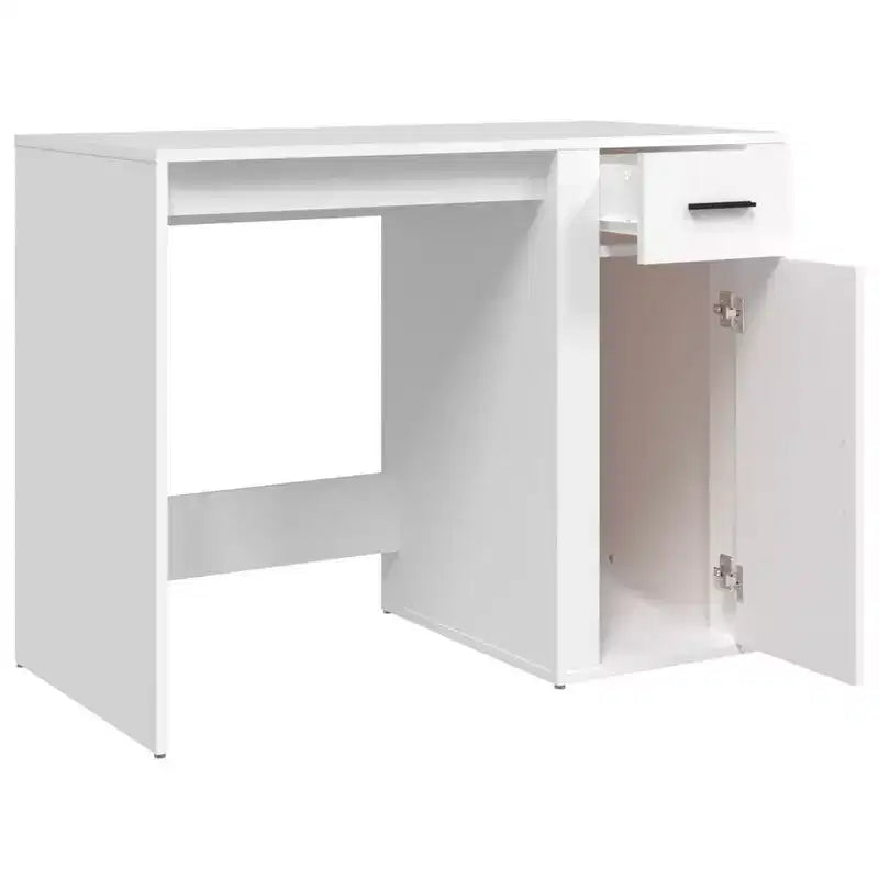 vidaXL Bureau blanc en bois d'ingénierie Bureau standard rectangulaire moderne - Blanc