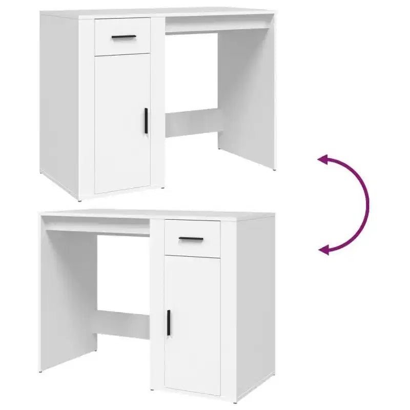 vidaXL Bureau blanc en bois d'ingénierie Bureau standard rectangulaire moderne - Blanc