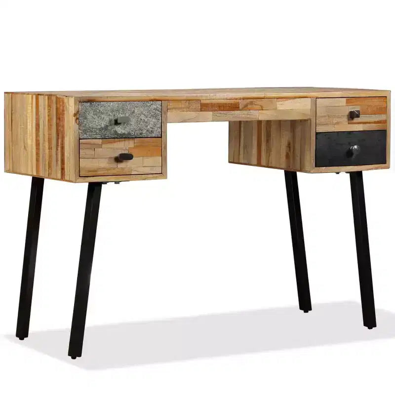 vidaXL Bureau en teck massif recyclé 110x50x76 cm