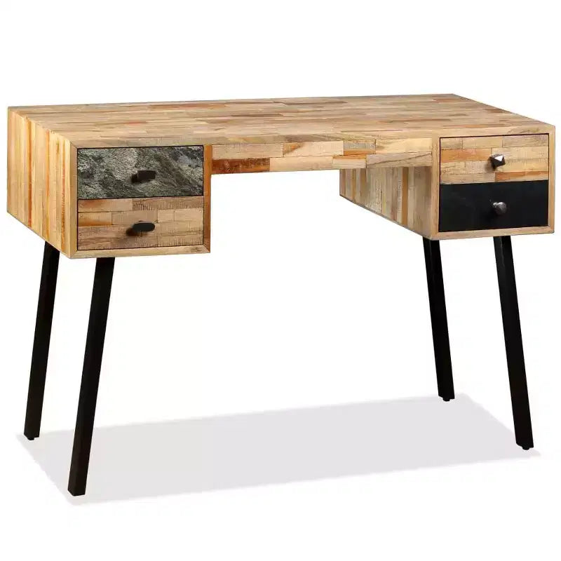 vidaXL Bureau en teck massif recyclé 110x50x76 cm