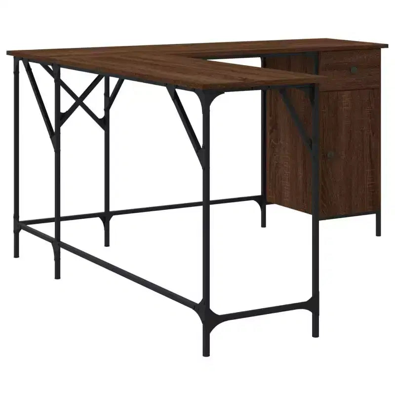 vidaXL Bureau noir Bois d'ingénierie Pieds réglables Bureau d'angle