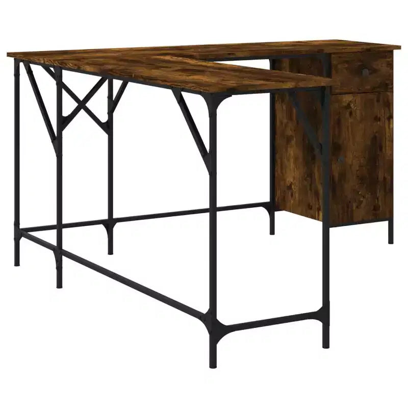 vidaXL Bureau noir Bois d'ingénierie Pieds réglables Bureau d'angle