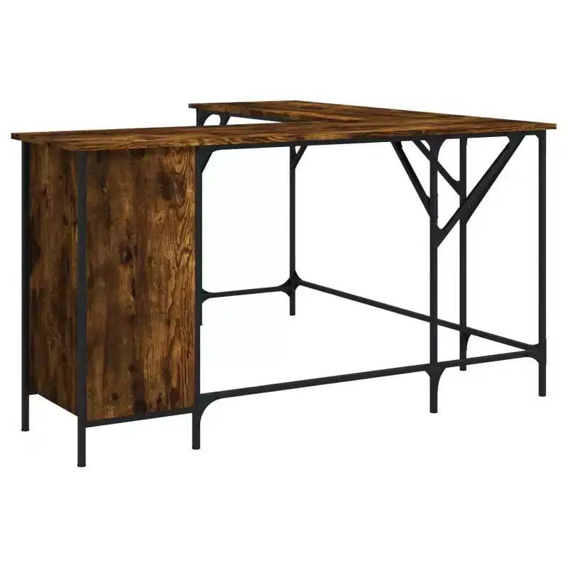 vidaXL Bureau noir Bois d'ingénierie Pieds réglables Bureau d'angle