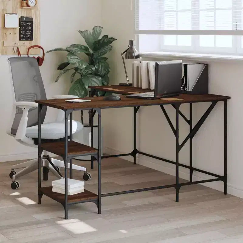 vidaXL Bureau noir Bois d'ingénierie, Métal Grands pieds réglables