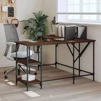 vidaXL Bureau noir Bois d'ingénierie, Métal Grands pieds réglables