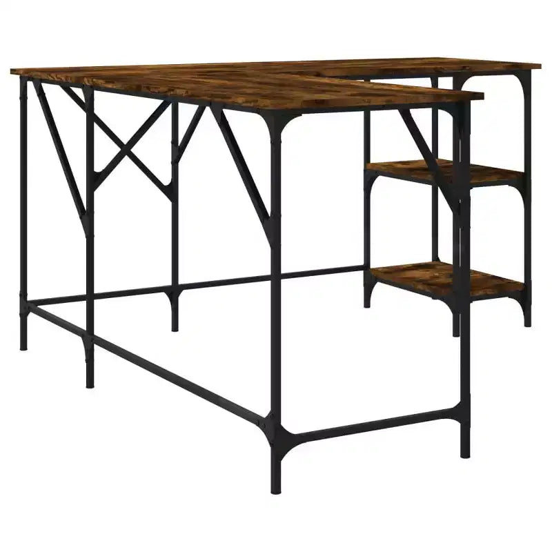 vidaXL Bureau noir Bois d'ingénierie, Métal Grands pieds réglables