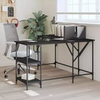 vidaXL Bureau noir Bois d'ingénierie, Métal Grands pieds réglables