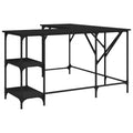 vidaXL Desk Black Engineered wood, Metal Large Adjustable Feet