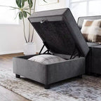 Canapé, Canapé Modulable Individuel avec Ottoman de Rangement, Dossier/Accoudoir Réglable en Chenille pour Petit Espace Salon/Chambre Bureau Gris Foncé