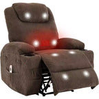 Acekool Fauteuil inclinable releveur en velours côtelé, Fauteuil chauffant massant avec double porte-gobelets et appui-tête en U pour salon
