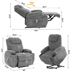 Acekool Fauteuil inclinable releveur en velours côtelé, Fauteuil chauffant massant avec double porte-gobelets et appui-tête en U pour salon