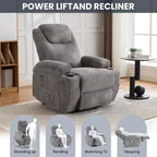 Acekool Fauteuil inclinable releveur en velours côtelé, Fauteuil chauffant massant avec double porte-gobelets et appui-tête en U pour salon