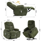 Acekool Fauteuil inclinable releveur en velours côtelé, Fauteuil chauffant massant avec double porte-gobelets et appui-tête en U pour salon