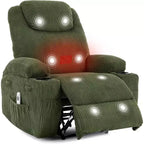 Acekool Fauteuil inclinable releveur en velours côtelé, Fauteuil chauffant massant avec double porte-gobelets et appui-tête en U pour salon